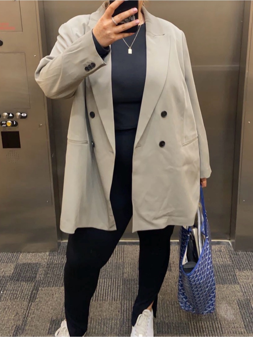 H&M Relaxed Double-Breasted Women's Blazer Jacket - Taupe